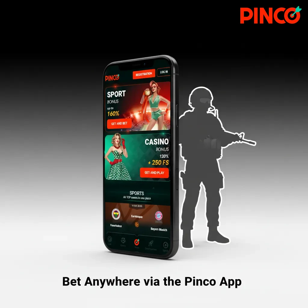 Smartphone displaying Pinco app with CS2 odds, instant bet slip, and match alerts for betting on the go.