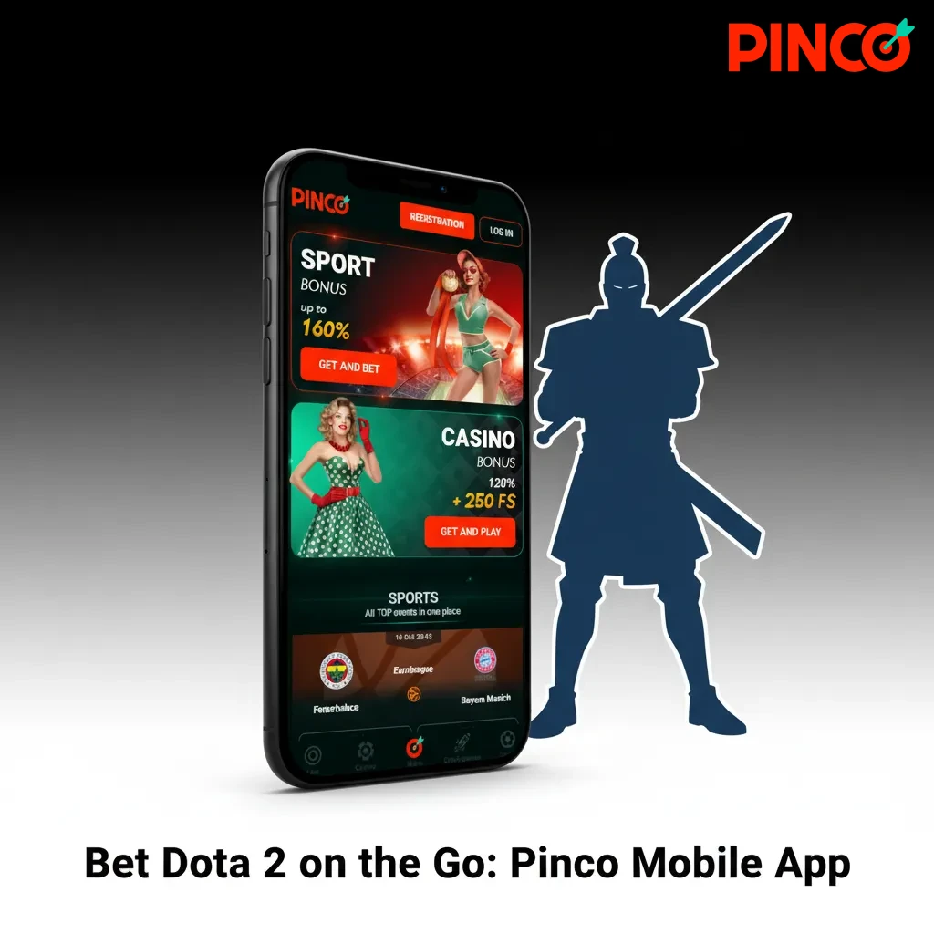 Phone screen with Pinco mobile app for Dota 2, live betting odds for Shopify Rebellion vs nouns, markets like Map Winner.