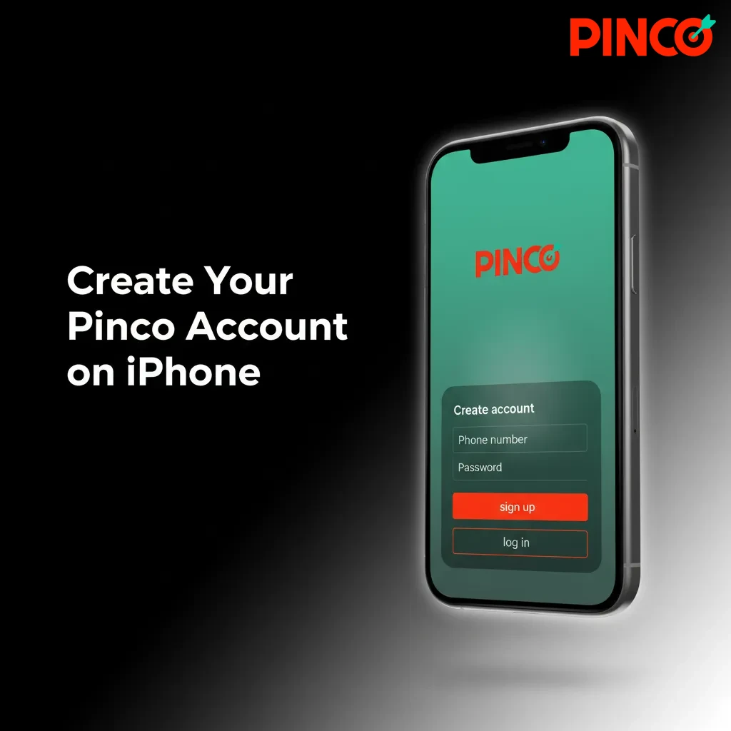 Guide on iPhone to create a Pinco account: tap Register; enter email/phone; select Canada (CAD); confirm age; verify code.