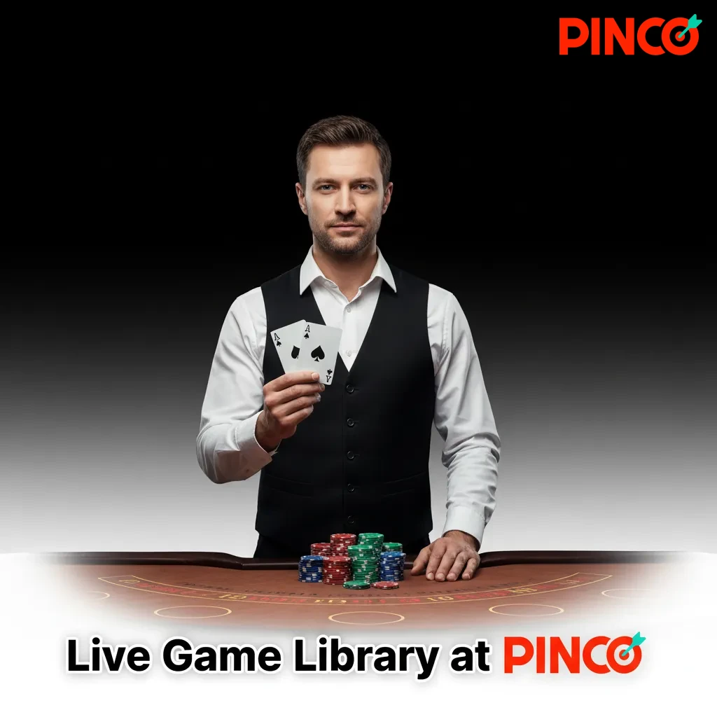 Pinco live game library with 250+ tables: roulette, blackjack, baccarat, poker, TV games, dice, hosted 24/7.