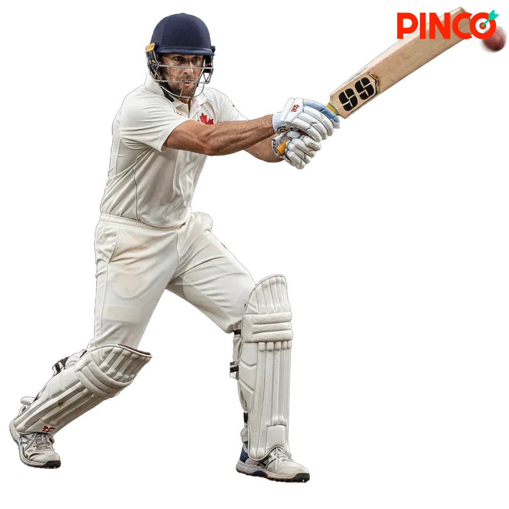 Pinco Cricket betting in Canada—app with live odds, cricket ball and Canadian flag, C$7,500 bonus.