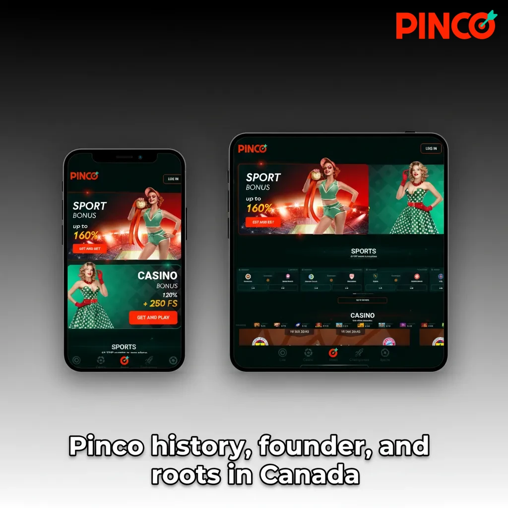 Pinco founder Daniel Moreau with Montreal skyline, highlighting 2019 launch and Kahnawake-licensed Canadian roots.