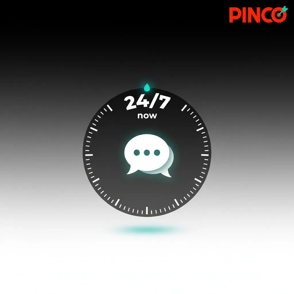 Pinco live chat on web and app, 24/7 support in English and French with under 2-minute replies.