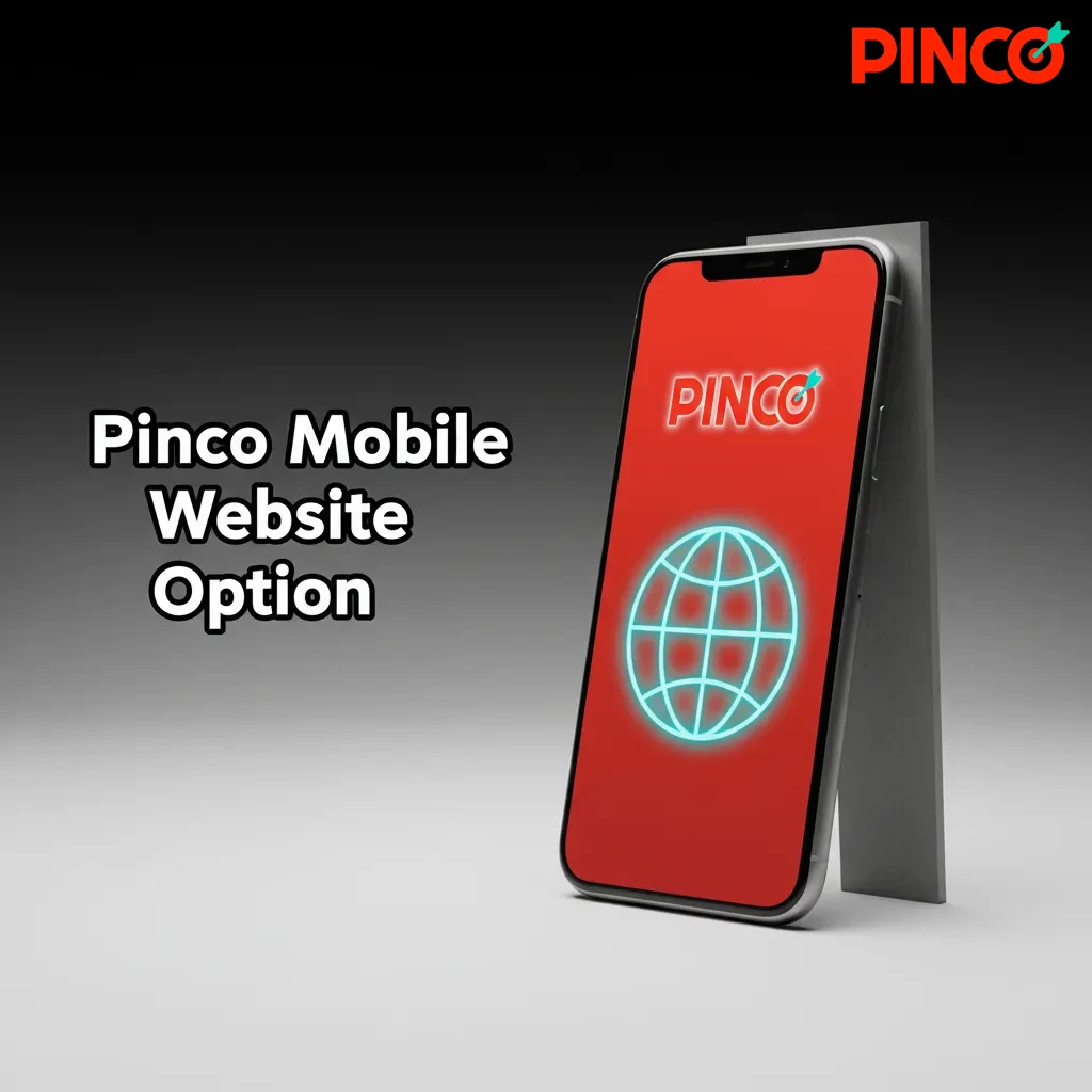 Smartphone showing Pinco mobile website with app-like betting, casino, cashier, and support; no download needed.