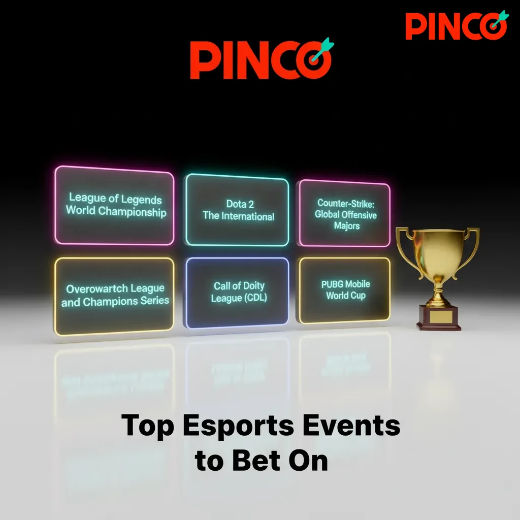 Table of top esports betting events: CS2, Dota 2, LoL, Valorant, SC2, R6, Rocket League with their main tournaments