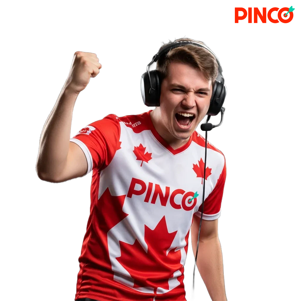 Pinco esports betting hub in Canada banner with C$7,500 + 250 free spins welcome bonus and app for pre-match and live bets.