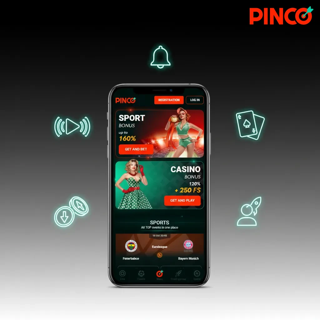 Pinco Mobile PWA for Canadians: CAD betting & casino, Interac/VISA, C$7,500 + 250 spins, live betting, 24/7 support, no APK.