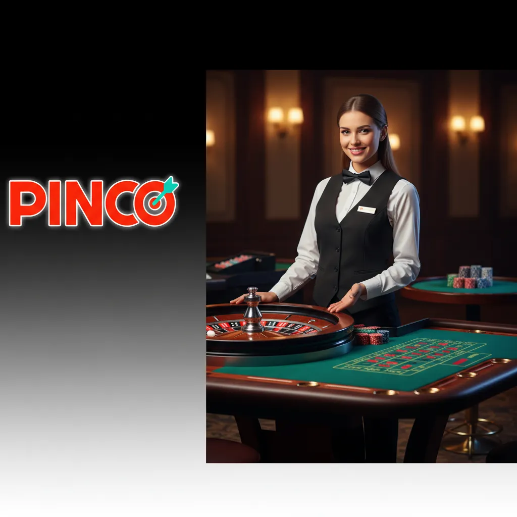 Interface de casino en direct Pinco avec croupier HD, chat et tables de blackjack, roulette, baccarat, poker, game shows