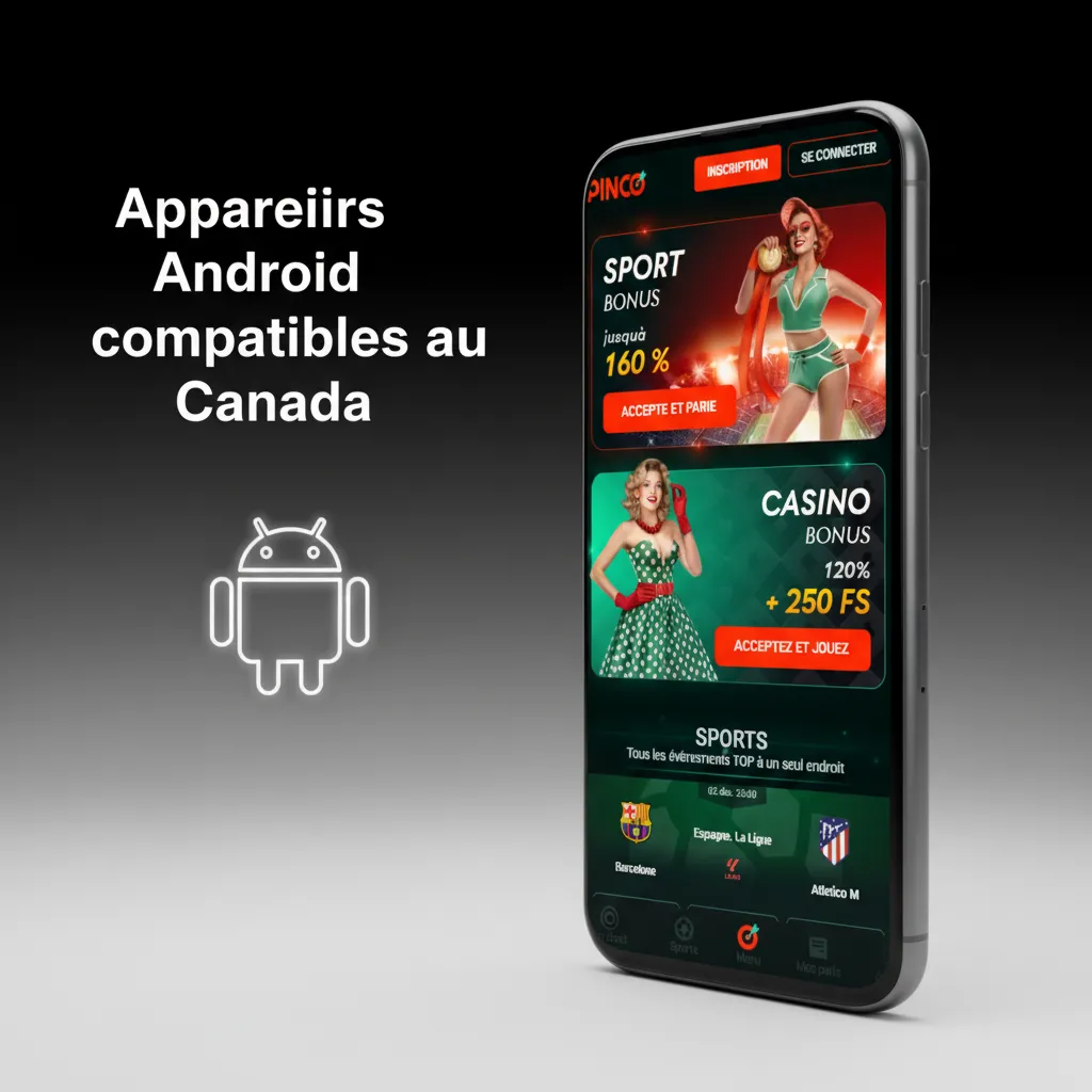 Appareils Android compatibles au Canada: exemples Galaxy S23/S22, A54/A52, Pixel 8/7/6, 7a/6a, OnePlus 11/10/9, etc.