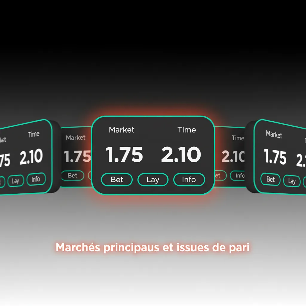 Infographie des marchés de pari: 1X2, Plus/Moins, Handicap, Deux équipes marquent, Chance double, Remboursement si nul.