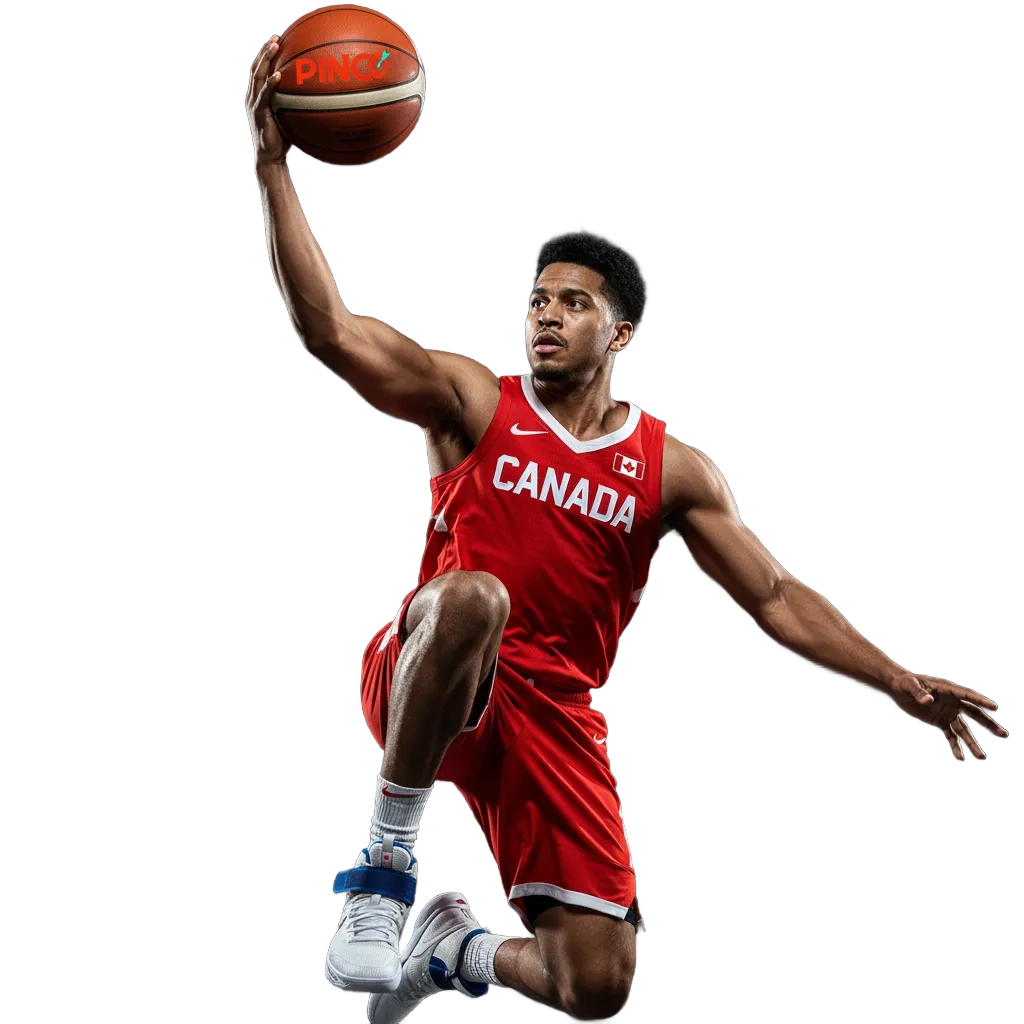 Interface de pari basket sur smartphone, cotes en direct, drapeau canadien et offre de bienvenue.