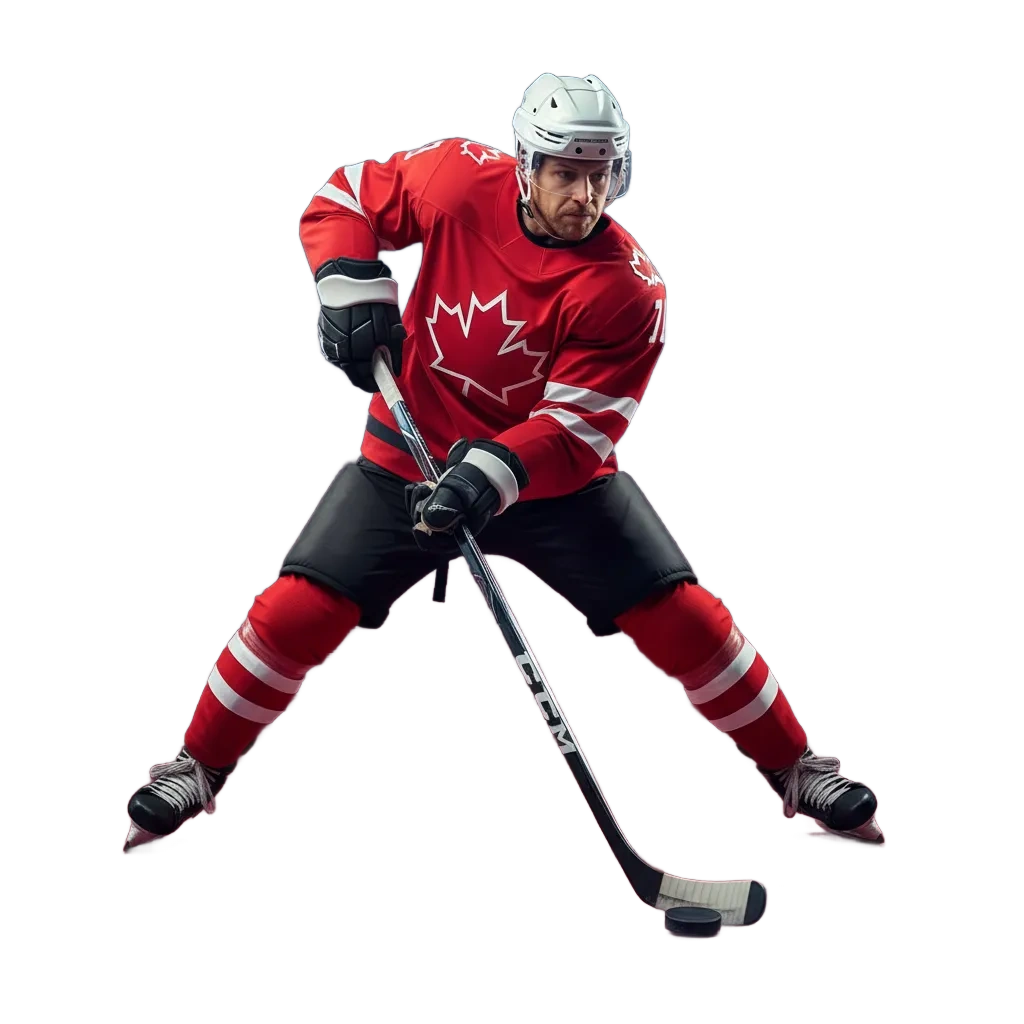 Bannière de paris hockey: joueur sur glace et smartphone affichant cotes LNH, paris en direct et Cash Out sur Pinco.