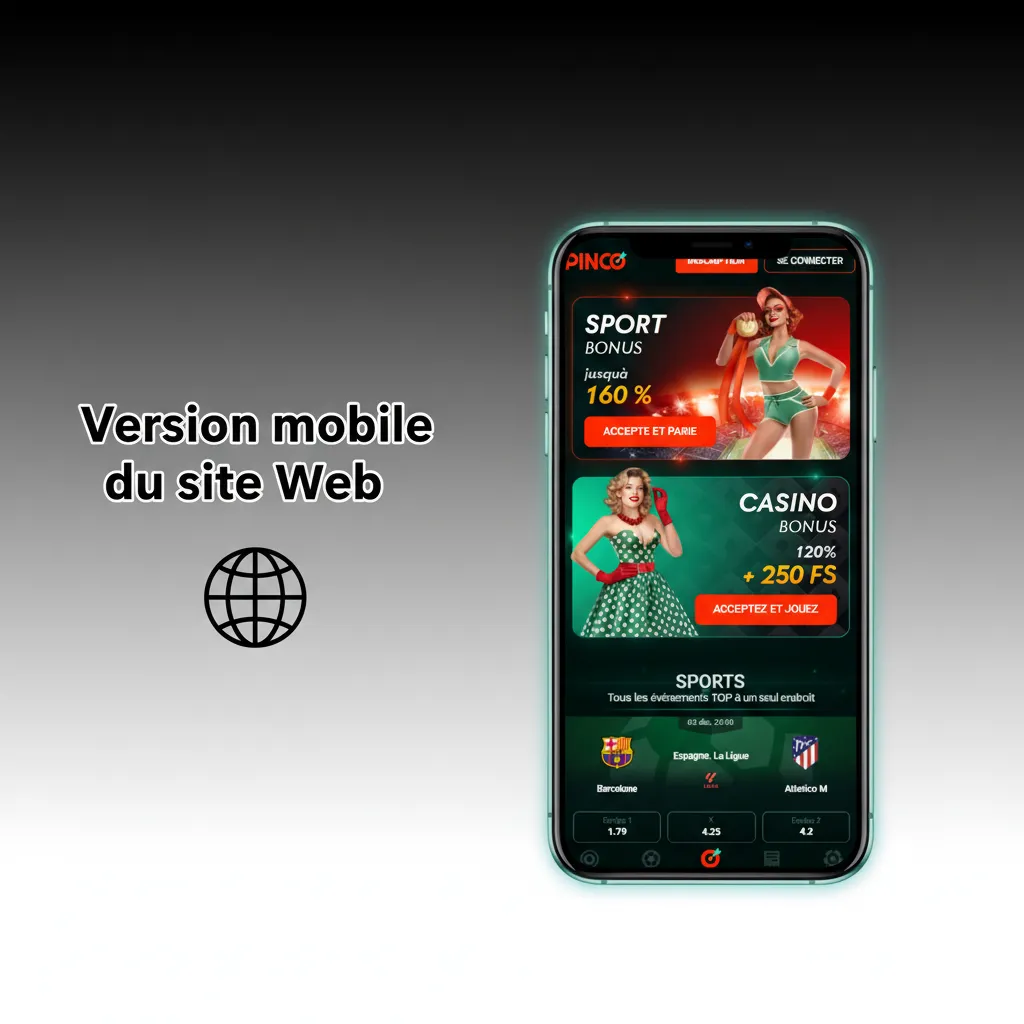 Version mobile du site: Sports/En direct/eSports/Casino, paris rapides, dépôts Interac, chat 24/7, ajout à l’accueil.
