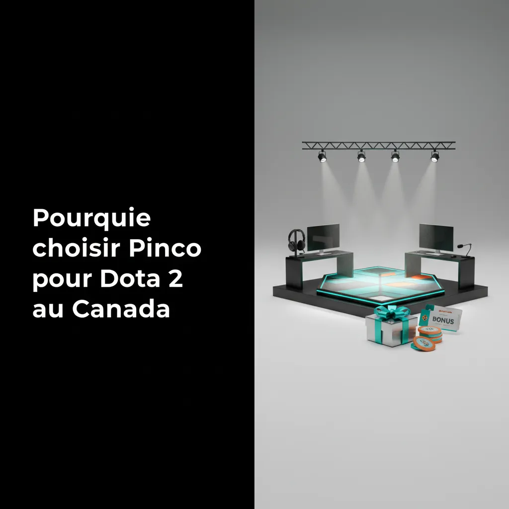 Visuel promo Pinco Dota 2 Canada: bonus 7 500 $ CA + 250 FS, paiements locaux, app iOS/Android, support 24/7, cotes live.