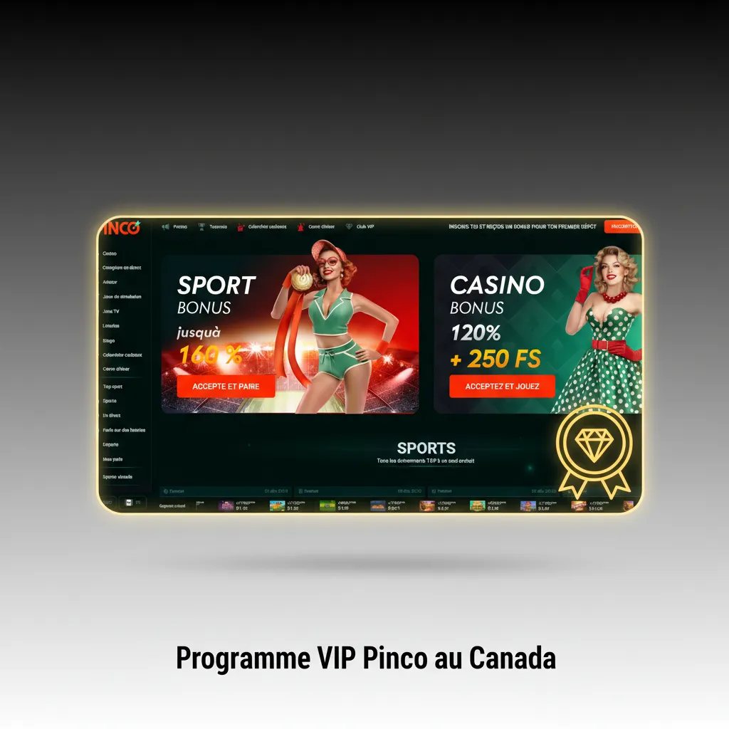 Programme VIP Pinco au Canada: paliers de Base à Élite, cashback, gestionnaire dédié, limites et retraits prioritaires.