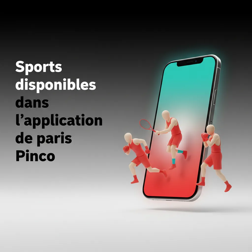 Écran de l’app Pinco montrant sports disponibles: hockey, soccer, basket, tennis, MMA, eSports, avec paris en direct et stats