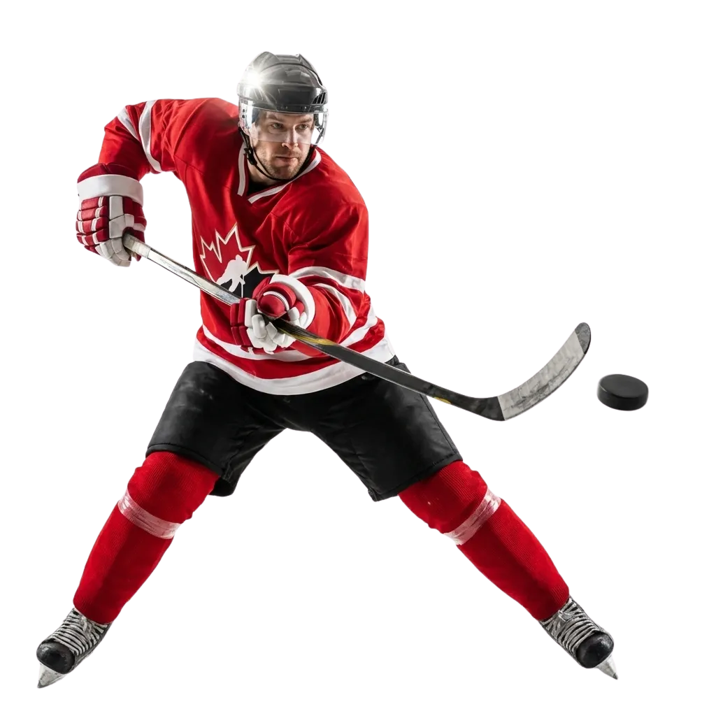 Ice hockey players competing on rink with Pinco Sportsbook betting interface displaying live odds and game lines