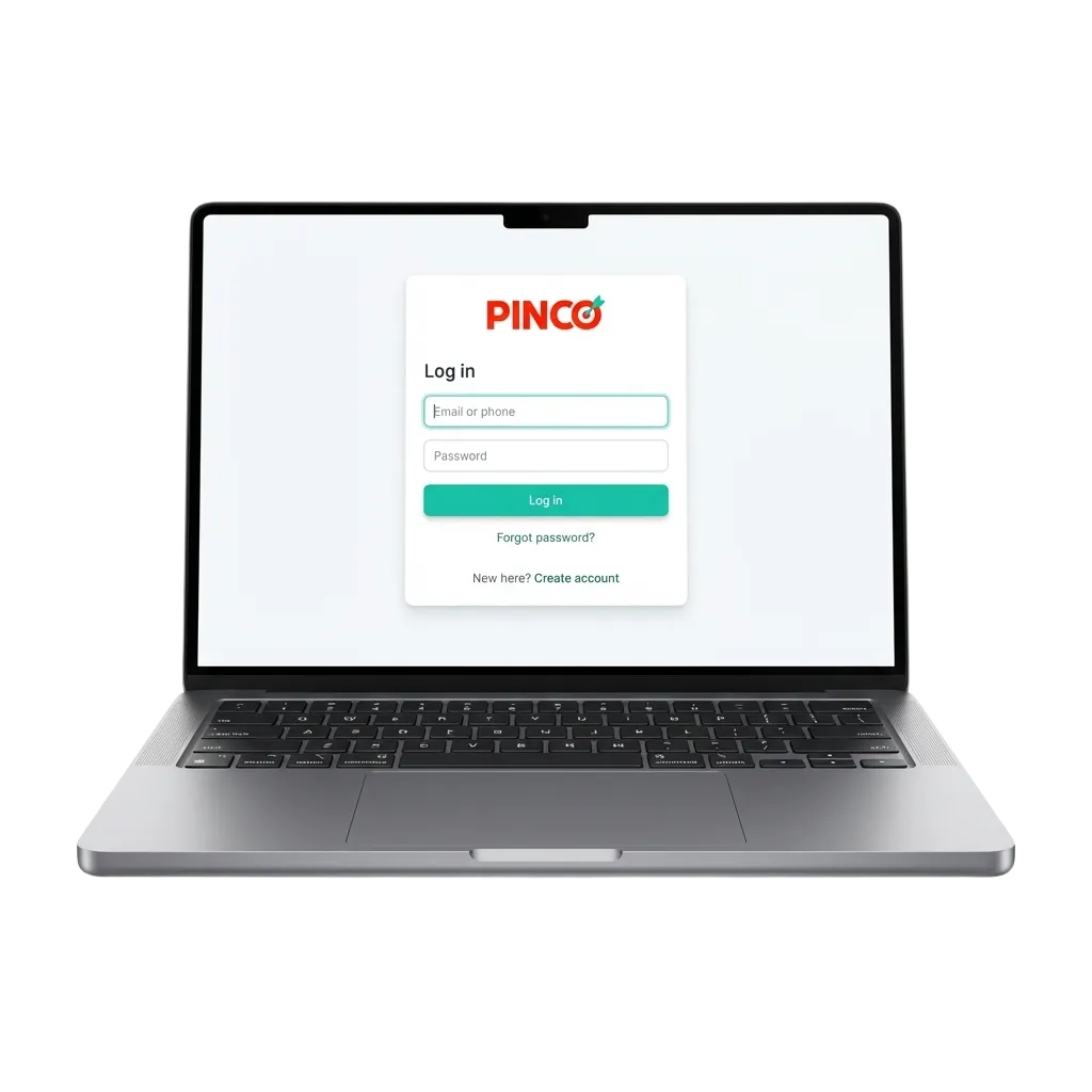 Page de connexion Pinco Canada avec champs pour courriel et mot de passe pour accéder au compte de paris sportifs