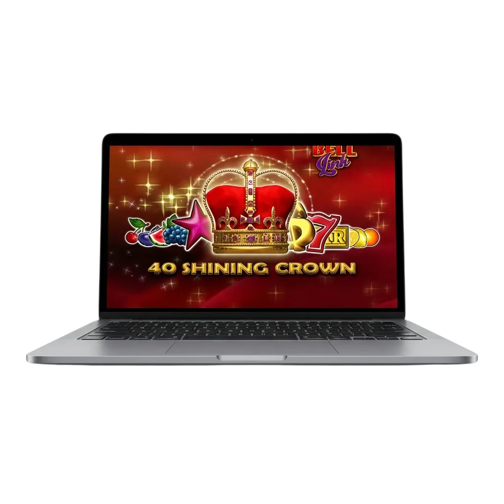 40 Shining Crown Bell Link slot game interface showing fruits, crowns, and bell symbols on Pinco casino platform