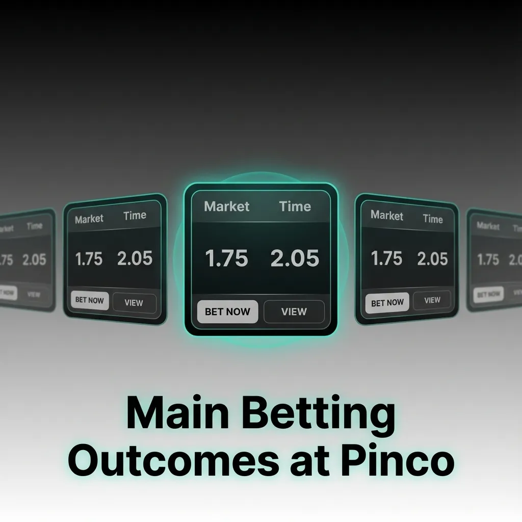 Pinco betting outcomes showing match result, over/under, handicap, and both teams to score options for sports wagering.