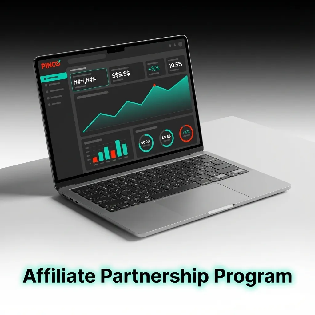Affiliate program dashboard showing commission tiers, marketing tools, and payment options for partner referrals