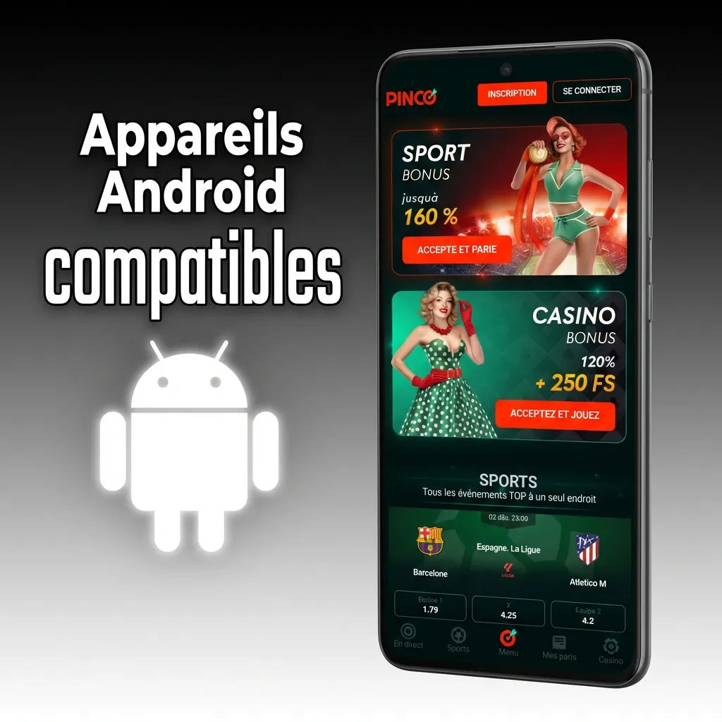 Liste d'appareils Android compatibles incluant Samsung Galaxy, Google Pixel, OnePlus et autres modèles populaires