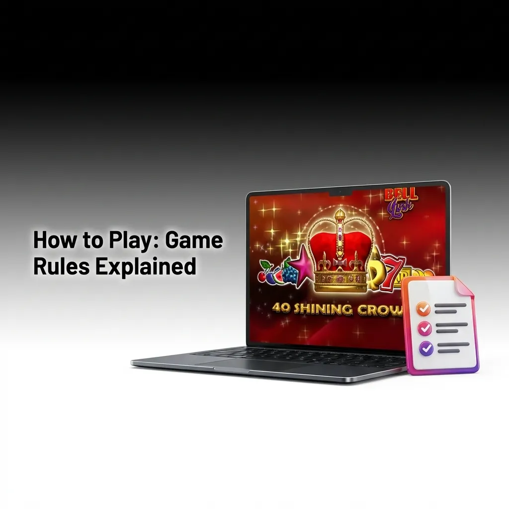 Five-reel slot game interface showing 40 paylines with crown scatter symbols and bell link feature mechanics