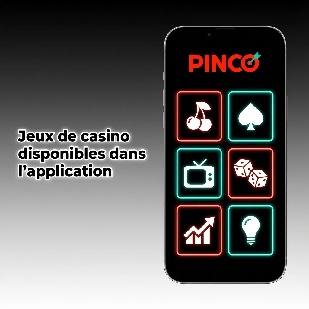 Pinco casino app displaying slot machines, table games, and live dealer options on mobile interface