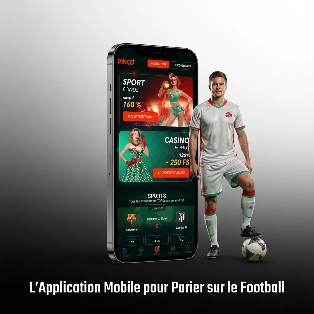 Application mobile de paris sportifs sur football avec interface tactile et notifications en direct