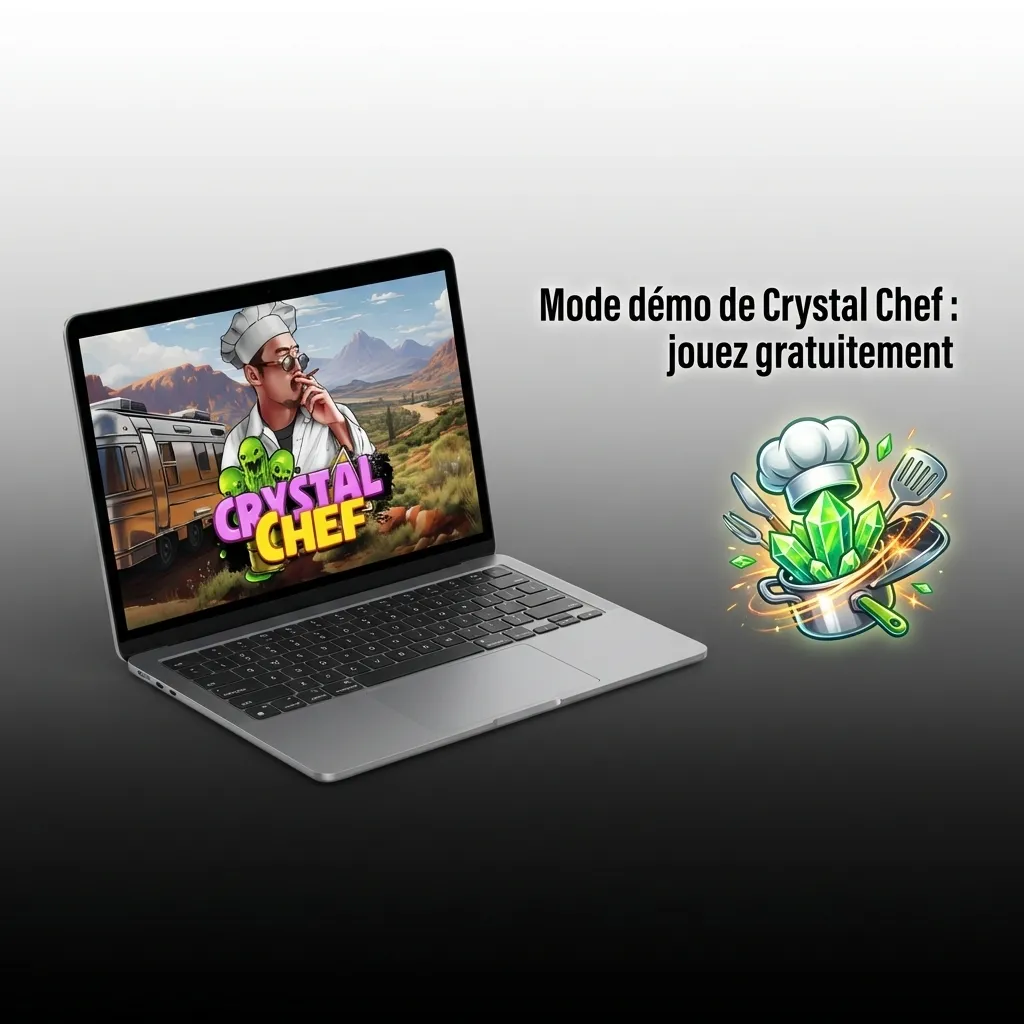 Crystal Chef demo mode interface showing virtual credits and game mechanics on Pinco platform