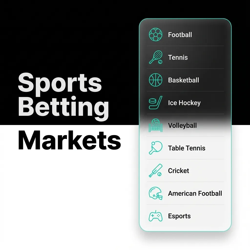 Sports betting interface showing odds and markets for hockey, football, soccer, basketball, and MMA events.