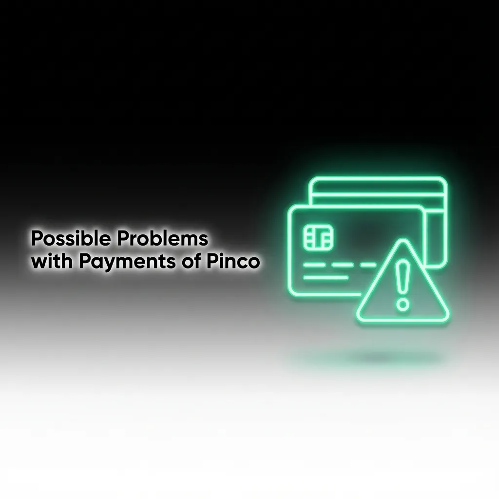 Troubleshooting guide showing common Pinco payment problems including deposits, withdrawals, pending transactions, and solutions.