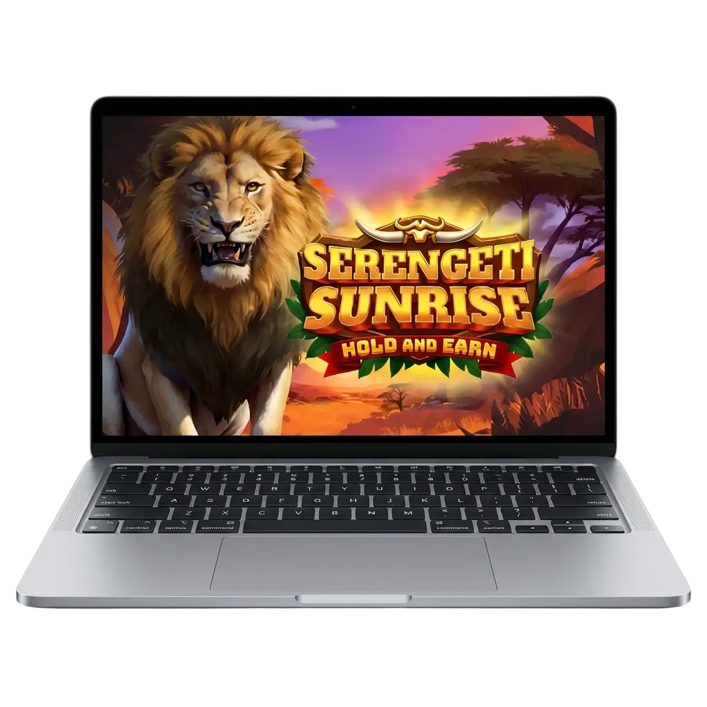 Serengeti Sunrise slot game interface showing African safari theme with sunset and wildlife symbols on Pinco casino platform