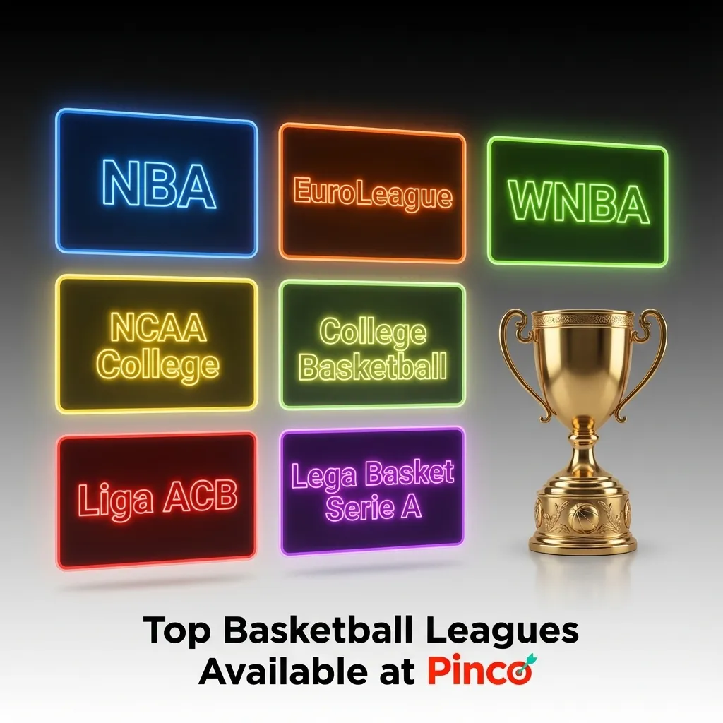 Basketball leagues including NBA, NCAA, EuroLeague, FIBA World Cup, and WNBA available for betting on Pinco platform