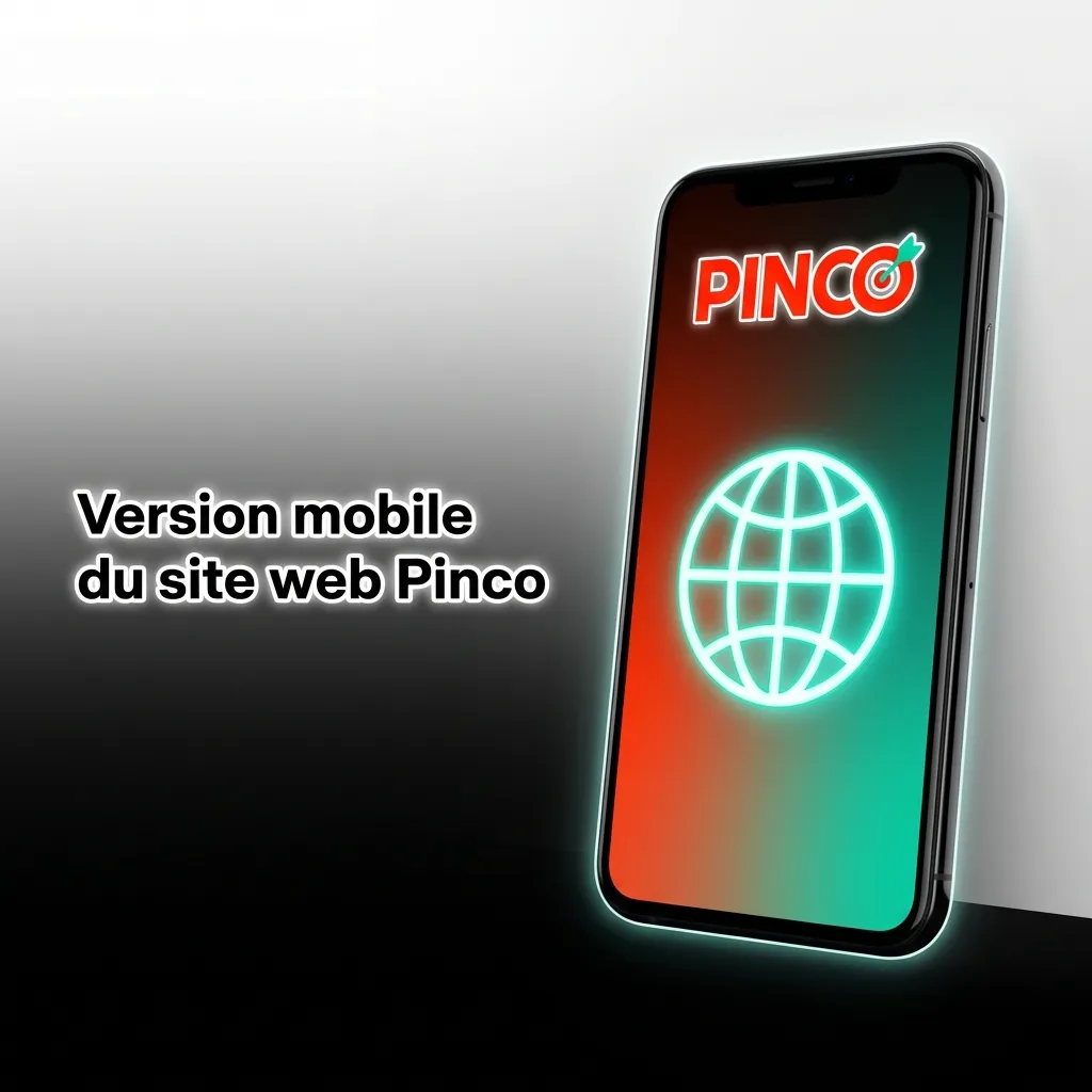 Site web mobile Pinco affiché sur smartphone, permettant paris sportifs et jeux de casino sans téléchargement